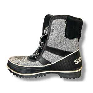 Sorel Tivoli Lace Up Booties Black and White